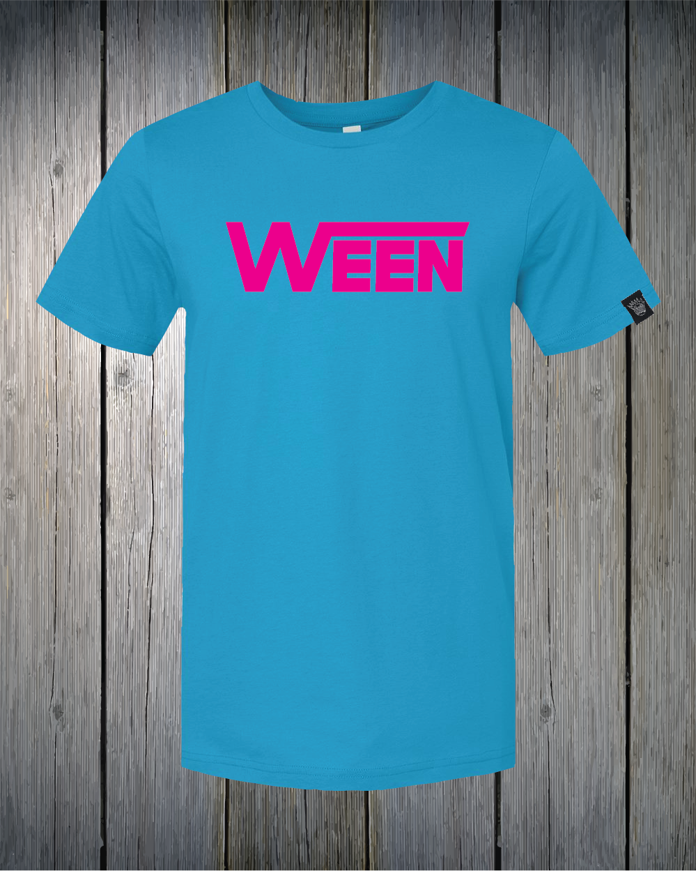 Light Blue Shirt Pink Ween Print