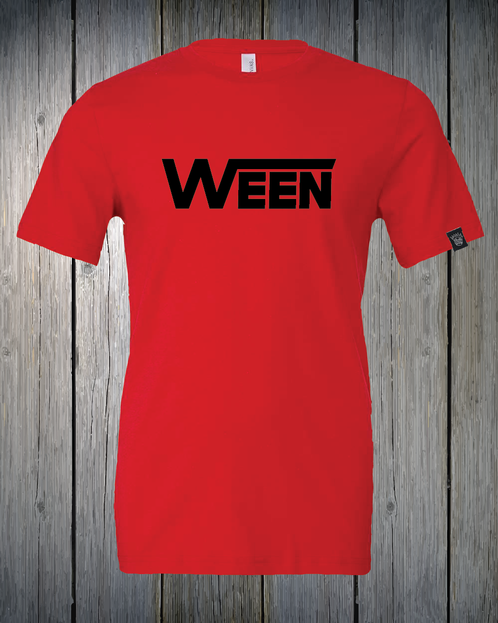 Red Shirt Black Ween Print