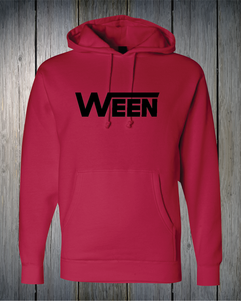 Red Hoodie Black Ween Print