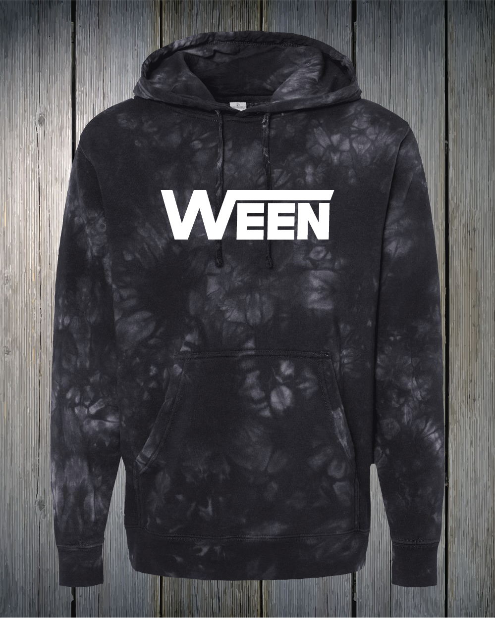 Black Tye Dye Hoodie White Ween Print 2